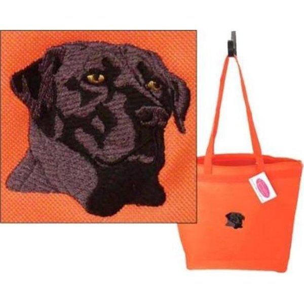 One Bella Casa One Bella Casa 72118TT18P 18 in. Black Lab with Text Polyester Tote Bag by Dean Russo 72118TT18P